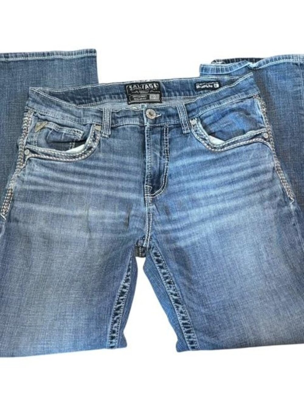 This is a pair of Buckle Savage Mayhem Boot Regular Fit Mens Size 36 x32 Denim